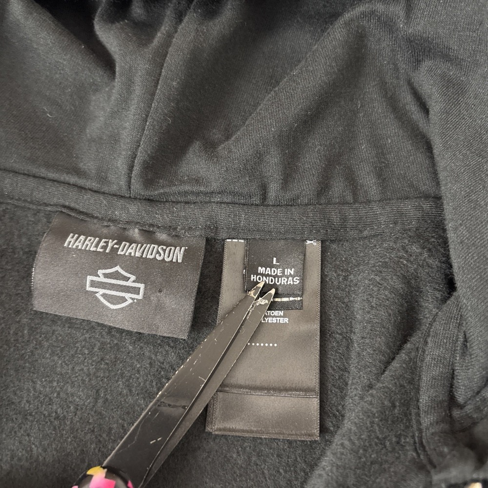 Harley Davidson Full Zip Hooded Jacket Women's Size Large Basic Black - Picture 3 of 8